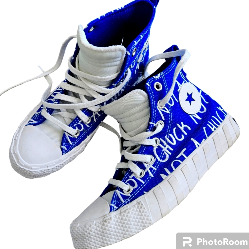 Converse blue Not A Chuck hightops laces tennis shoes size 4.5 kid